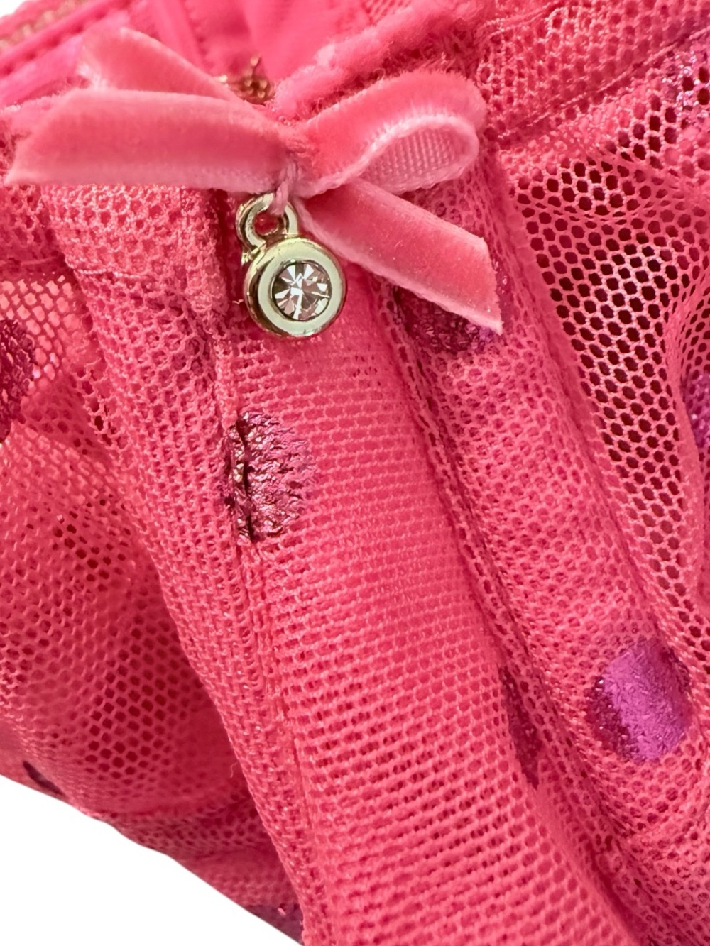 Cacique Hot Pink Sheer Polka Dot Underwire Bra - Picture 3 of 5